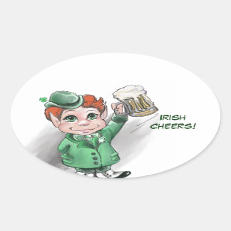 Adesivo Oval Irlandês Cheers! Vinheta Oval Retrato