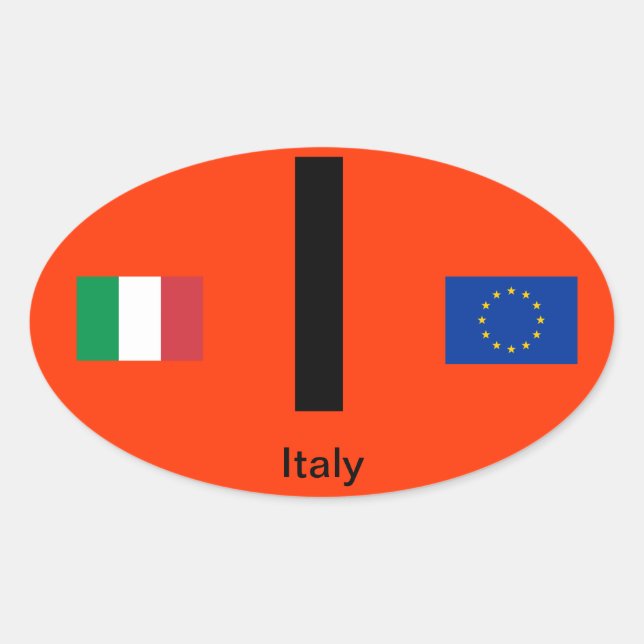 Adesivo Oval Itália - Vinheta Oval Euro-Estilo (Frente)