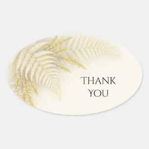 Adesivo Oval Ivory Gold Samambaia Casamento Agradecimento
