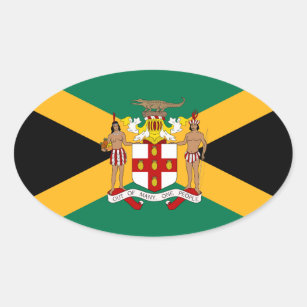 Adesivo Oval Jamaica Flag/ Casaco de armas