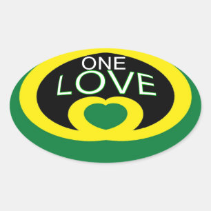 Adesivo Oval Jamaica Hearflag one love Heardesign