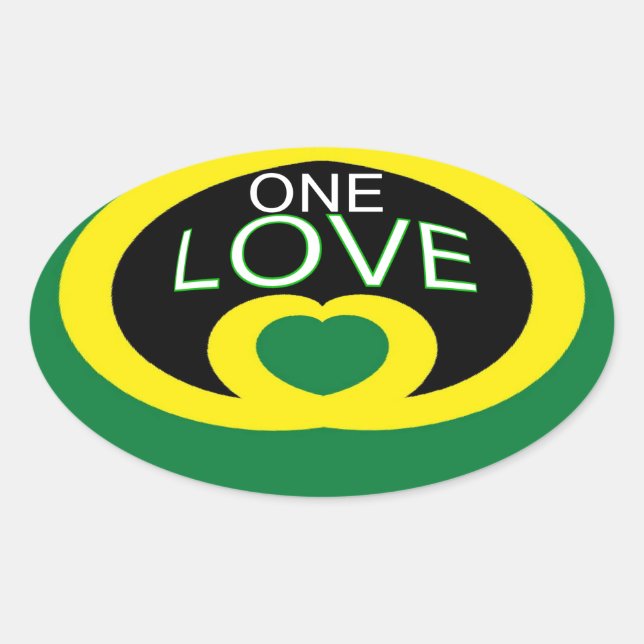 Adesivo Oval Jamaica Hearflag one love Heardesign (Frente)