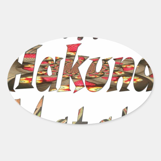 Adesivo Oval Jambo Hakuna Matata African Vintage Art Impressão (Frente)