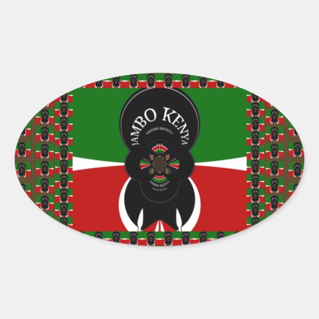 Adesivo Oval Jambo Kenya Art Impressão (Frente)