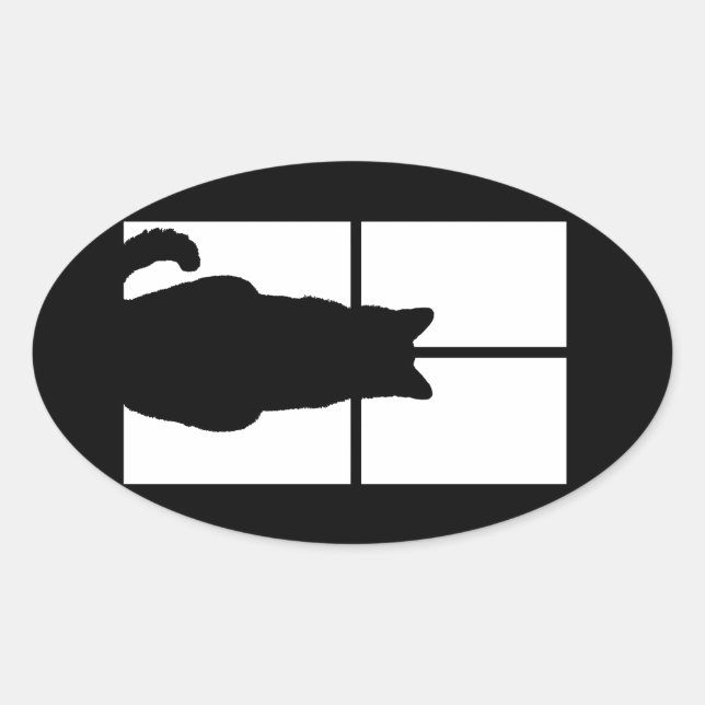 Adesivo Oval Janela Cat Clique para Personalizar Decor de Cores (Frente)