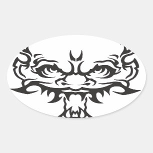 Adesivo Oval Japonês Tattoo Oni Demon