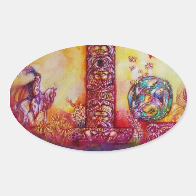 ADESIVO OVAL JARDIM DAS SOMBRAS PERDIDAS / NOITE E CAVALO (Frente)