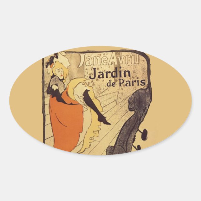Adesivo Oval Jardin de Paris - Toulouse-Lautrec (Frente)