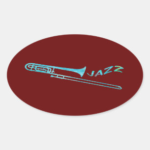 Adesivo Oval Jazz Trombone