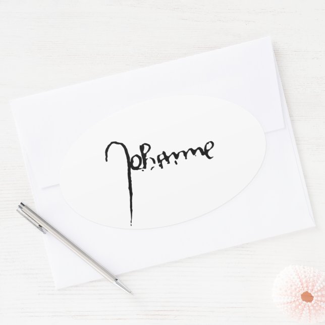 Adesivo Oval Jeanne d'Arc Saint Joan Heilige Johanna Signature (Envelope)
