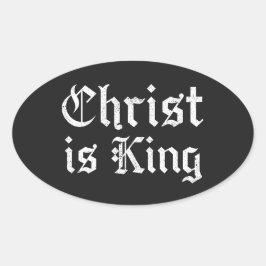 Adesivo Oval Jesus Cristo é Rei - estilo gótico grunge erosiona