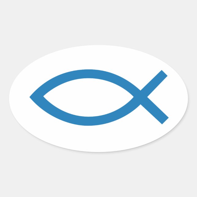 Adesivo Oval Jesus Cristo, símbolo cristão de peixe para camise (Frente)