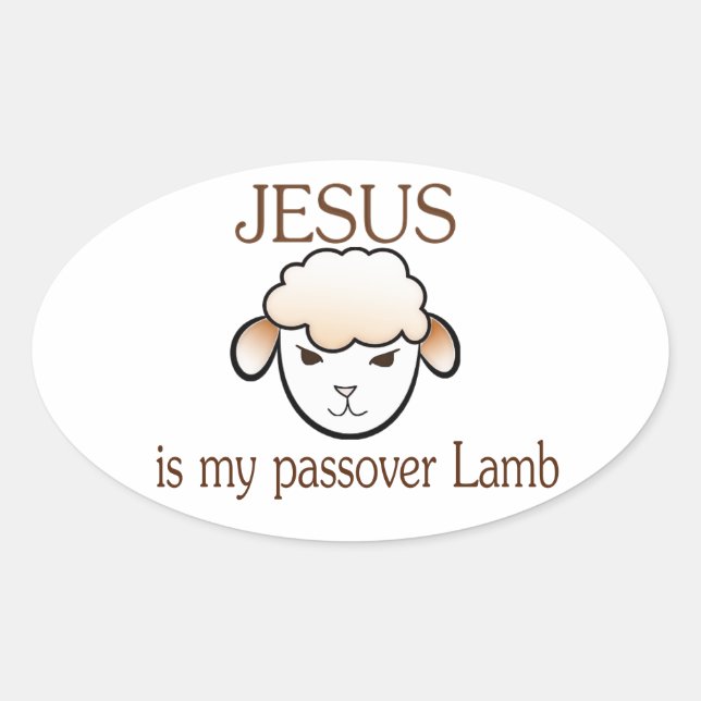Adesivo Oval Jesus é a minha passagem Lamb (Frente)