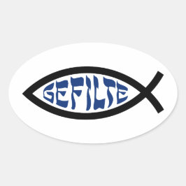 Adesivo Oval Jesus Gefilte Fish - Humor Judaico da Páscoa