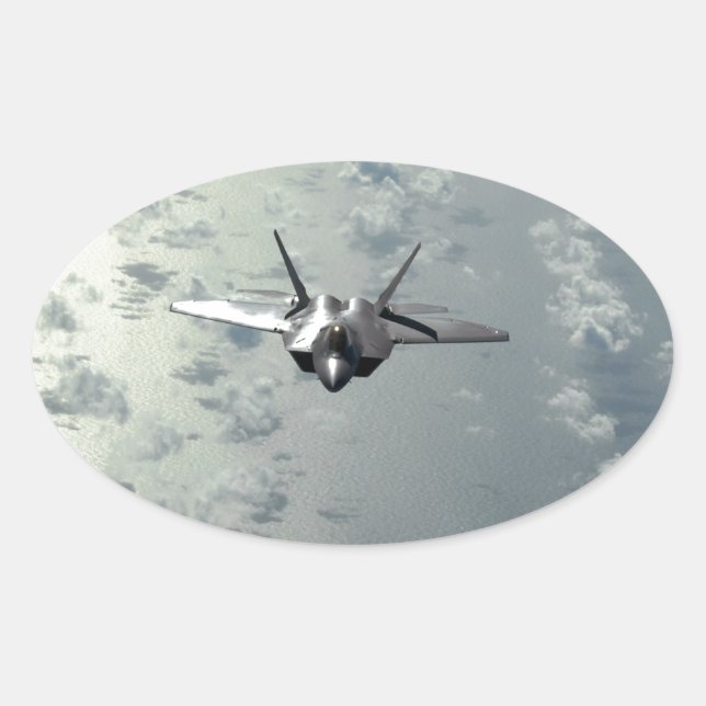 Adesivo Oval Jet Fighter Over Seas (Frente)