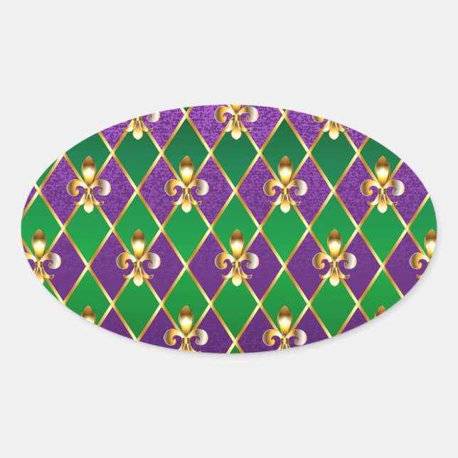 Adesivo Oval Jewelry Background Mardi Gras (Frente)