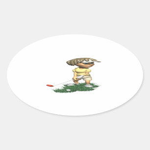 Adesivo Oval Jogador de golfe da mulher