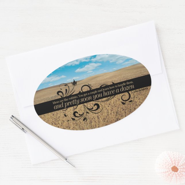 Adesivo Oval John Steinbeck Inspirational Cita "Ideias" (Envelope)