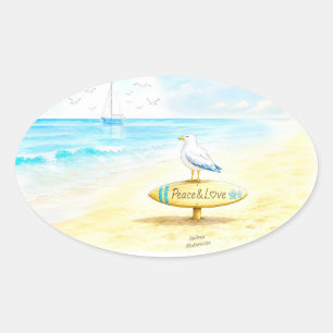 Adesivo Oval Jon Seagull - Paz & Amor