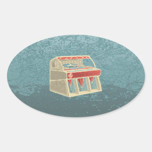 Adesivo Oval Jukebox do Grunge