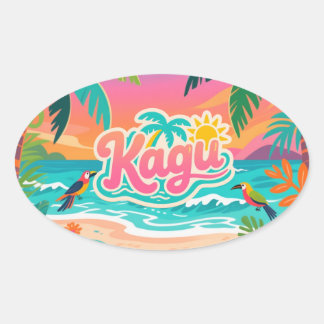 Adesivo Oval Kagu Tropical