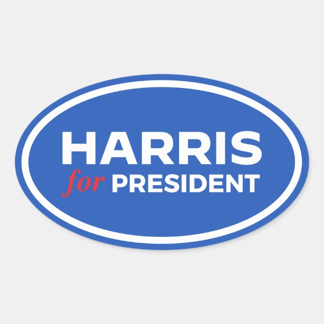 Adesivo Oval Kamala Harris para Presidente (Frente)
