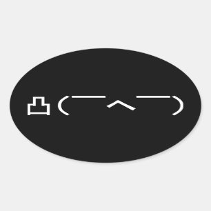 Adesivo Oval Kaomoji Japonês, Irritado Dedo Médio Emoticon