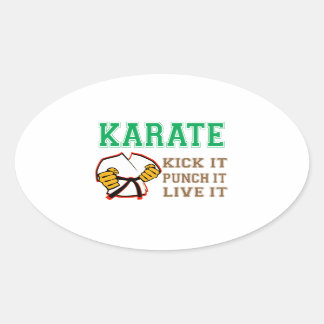 Adesivo Oval Karate Kick, Punch, Live