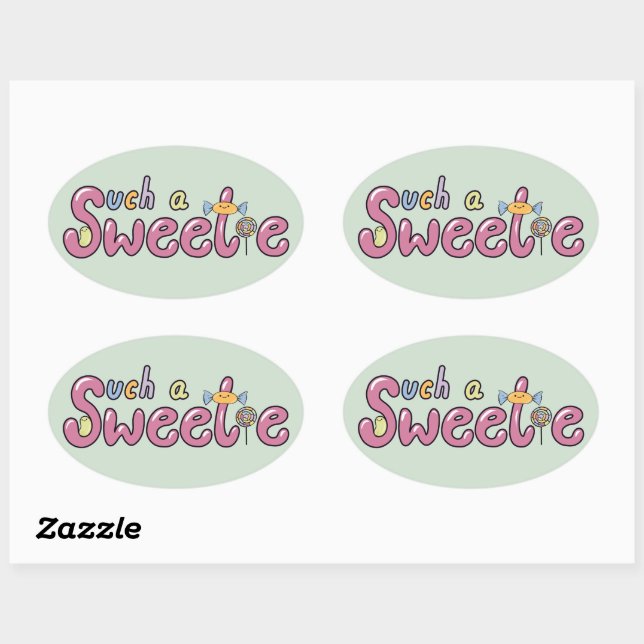 Adesivo Oval Kawaii Candy Themed Motif (Folha)
