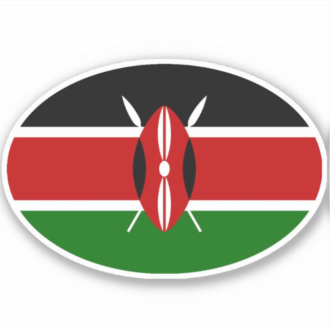 Adesivo Oval Kenya Flag (Frente)