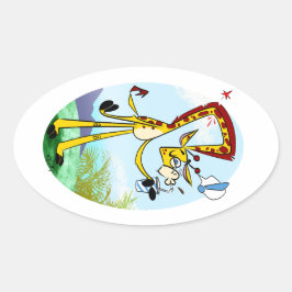 Adesivo Oval KINK NA MINHA BEBIDA GIRAFFE por Jeff Willis Art