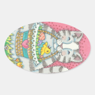 ADESIVO OVAL KITTEN E CESTA DE OVOS MAIS LESTE, FOLHA DE GOLETI