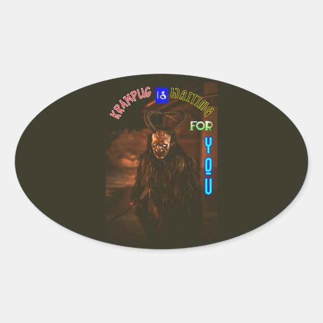 Adesivo Oval Krampus Está Esperando Por Você Dezembro Krampusna (Frente)