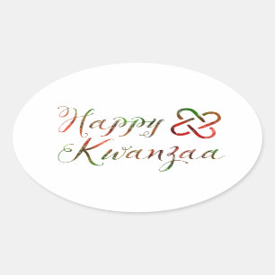 Adesivo Oval Kwanzaa feliz Bokeh Umoja