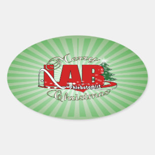 ADESIVO OVAL LAB PHLEBOTOMISTA CHRISTMAS