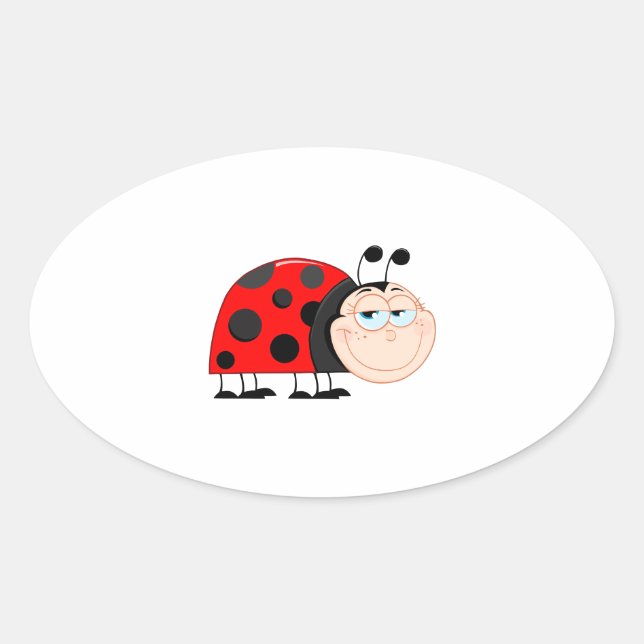 Adesivo Oval Ladybug Ladybugs Inseto Insetos Insetos Engraçados (Frente)