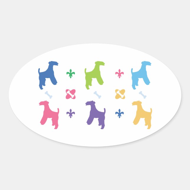 Adesivo Oval Lakeland Terrier (Frente)