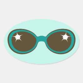 Adesivo Oval Lâmpadas com óculos de sol retrorreflectores