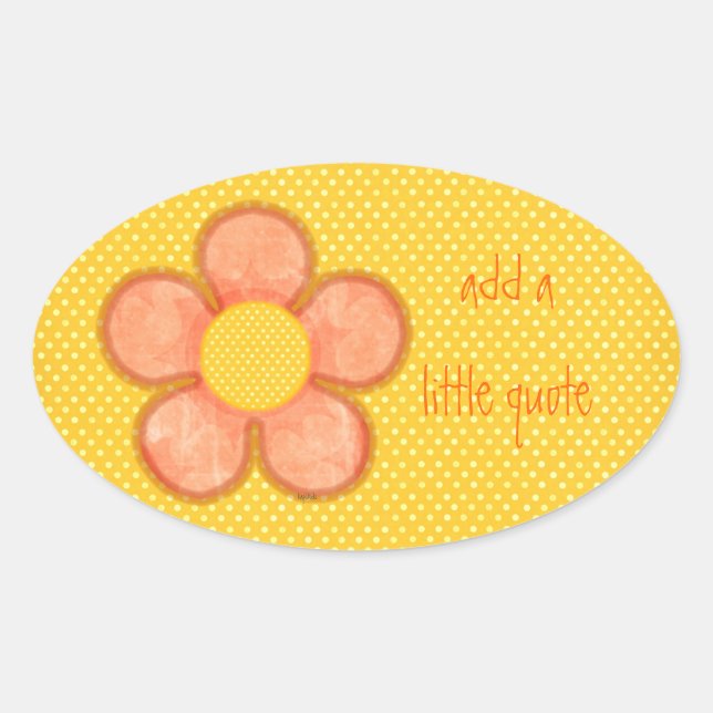 Adesivo Oval Laranja Petais Flor Oval (Frente)