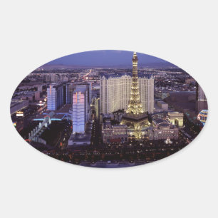 Adesivo Oval Las Vegas Strip Aerial View Casino Gambling City