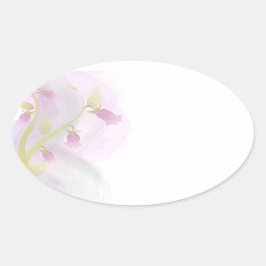 Adesivo Oval Lavagem de Aquarela Rosa Pálida