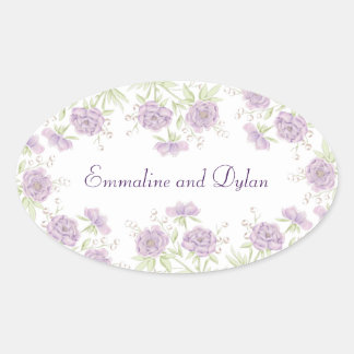 Adesivo Oval Lavender Purple Rose Wedding