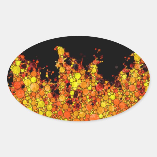 Adesivo Oval Legal chamas de incêndio pretas (Frente)