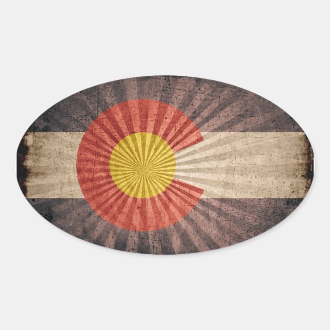 Adesivo Oval Legal Grunge Colorado Flag (Frente)
