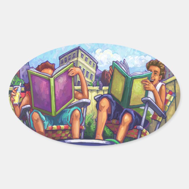 Adesivo Oval Leitura de Verão (Frente)