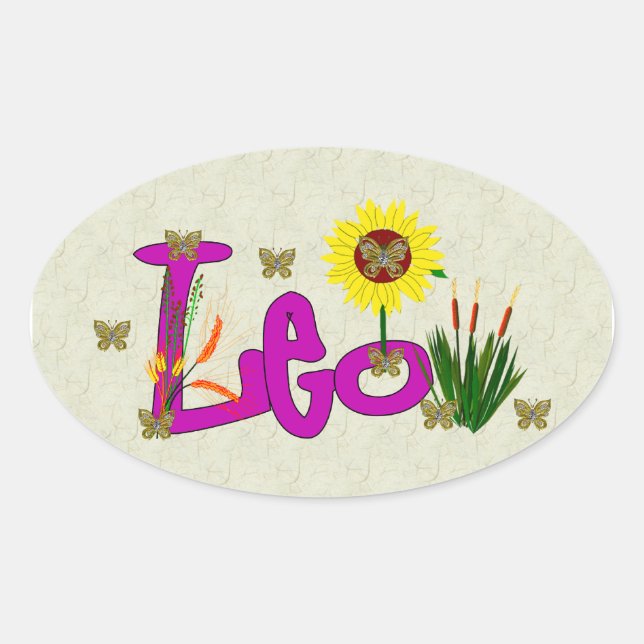 Adesivo Oval Leo Flowers (Frente)