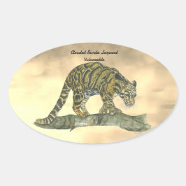 Adesivo Oval Leopardo nublado, pintado à mão