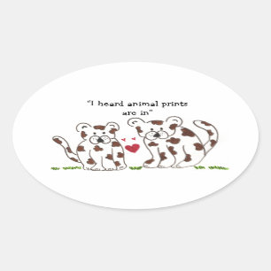Adesivo Oval Leopardos de desenho animado com ditos fofos