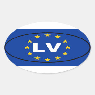 Adesivo Oval Letónia LV União Europeia