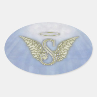 Adesivo Oval Letra S Angel Monograma